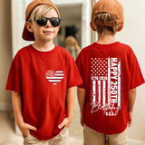 American 250th Anniversary Kid National Flag Love Printed Casual Short Sleeve T-Shirt