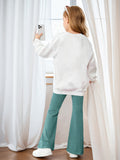 INS Girls 2-piece Set & Butterfly Print Long-sleeved Sweater + Flared Pants