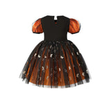 2-8Y Kid Baby Girl Halloween Performance Bubble Sleeve Mesh Dress Cospaly Costume