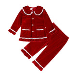 0-12T Kid Baby Boy Girl Golden Velvet Long Sleeve Homewear Pajamas