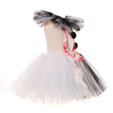 Halloween Soul-broken Clown Dress Blood-stained Black and White Color Matching Girl Cosplay