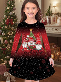 2-10T Kid Girl Crew Neck Long-sleeved Flower Casual Dresses