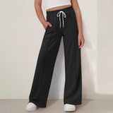 New solid color lines fashionable soft casual straight medium and adult trousers