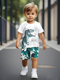 2026 New Sports Style Round Neck Short-sleeved Shorts Set Is Loose and Comfortable