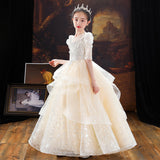 Kid Girl Birthday Princess Wedding Host Piano Performance Dresses