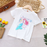 Kid Girl Summer Short-sleeved Mermaid Cotton T-shirt Top