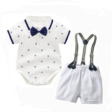Summer Infant Baby Boy Short-sleeved Jersey Overalls 3 pcs Set