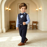 6M-8T Kid Baby Boy Suit Solid Formal 4 Pcs Set