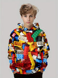 3-12T Kid Boy Girl Long-sleeved 3D Digital Game Console Astronaut Print Hoodie