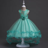 Kid Girl Bronzing Embroidered Mesh Wedding Flower Tutu Dresses
