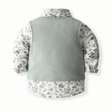 6M-5T Kid Baby Boys Floral British Style Birthday Suit 4 Pcs Set