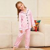 5-12Y Kid Girl Pajamas Autumn Winter Satin Long-sleeved Loungewear Pajamas