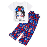 Kid Baby Girl Summer Short-sleeved Independence Day Two-piece Set