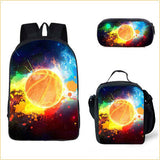 Kid Boy Street Trendy Football Backpack with Pencil Case Lunch Bag 3 Pcs/set