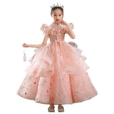 Kid Princess Catwalk Piano Flower Performance Dresses