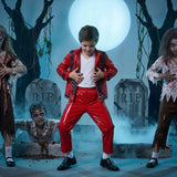 4-12Y Kid Boy Michael Jackson Performance Leather Suit Costume 3 Pcs Set