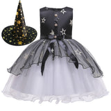 Girls Halloween Party Dress Purple Orange Cake Dress Kids Dress Vampire