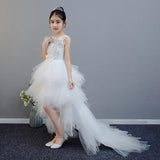 Kid Girls Evening Princess Trailing Wedding Tutu Host Dresses