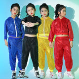 2-12Y Kids Girls Outfits Shiny Hooded Zipper Sequin Tops+Bottoms 2 Pcs