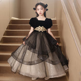 Children's Dress Princess Dress Girls' Evening Dress Light Luxury Niche French Black Host
