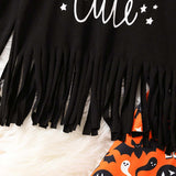 1-6T Kid Baby Girls Suit Halloween Ghost Pumpkin Bat Trumpet Suit 2 Pcs Set