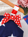 Independence Day Baby Girls Striped Star Milk Silk Printed Splicing Dress