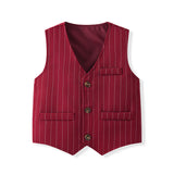 6M-5T Kid Baby Boys Suit British Style Striped 4 Pcs Set
