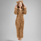 One-piece Children's Cute Solid Color Warm Double-sided Velvet Pajamas Cartoon Plush Loungewear