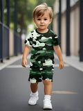 2026 New Sports Style Round Neck Short-sleeved Shorts Set Is Loose and Comfortable