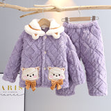 Kid Baby Girl Autumn Winter Thickened Cotton Padded Pajamas