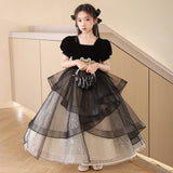 Children's Dress Princess Dress Girls' Evening Dress Light Luxury Niche French Black Host