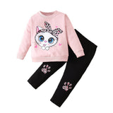 1-8Y Kid Baby Girls Suit Spot Cartoon Cute Suit 2 Pcs Set