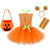 2-8Y Halloween Kid Girls Tutu Carnival Candy Suits 4 Pcs Set