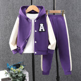 New Children's Long-sleeved Hooded Contrasting Color A-shaped Chapter Suit