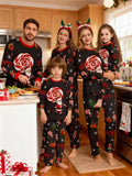 Family Matching Parent-Child 3D Printing Christmas Crew Neck Long Sleeve Pajama Homewear