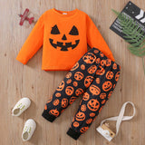 1-6Y Kid Baby Boy Girl Halloween Full Print Loungewear Pajamas Suits 2 Pcs Set