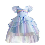 Kid Girl Puffy Rainbow Mesh Cake Dresses