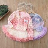1-6T Kid Baby Girls Princess Tutu Autumn Winter Suits 2 Pcs Set