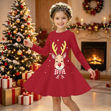3-12Y Christmas Girls Autumn and Winter Long Sleeve 3D Printing Dress