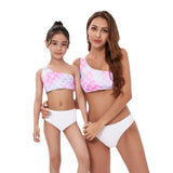 Family Matching Parent-child Single Shoulder Split Swimsuit Three-piece Set