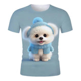 2-12T Kid Boy Personalized Rock Animal Series 3D Digital Printing Casual Short Sleeve T-Shirt
