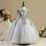 Kid Girl Princess Wedding Fluffy Host Piano Performance Dress