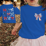 Kid Boy Girl USA Independence Day Printed Crew Neck Short Sleeve T-Shirt