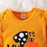Baby Girls Halloween Print Letter Pumpkin Print Flared 2 Pcs Set