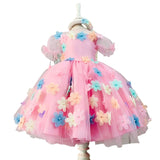 Kid Girl European American Flower Mesh Princess Sweet Dresses