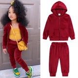 6M-14T Kid Baby Boy Girl Autumn Golden Velvet Suits 2 Pcs Set