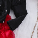 Girl Xiaoxiangfeng Bow Waist Knitted Splicing Wave Mesh Princess Dress