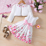 Kid Baby Girl Floral Spring Cardigan 2 Pcs Dress