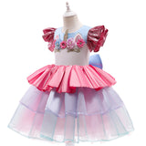 Kid Unicorn Flower Sleeveless Mesh Dresses
