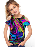 Kid Girl Fashion Off Shoulder T-shirt